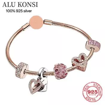 Стерлингового Серебра 925 пробы, Европейская мода, Пан Шарм, браслет из бисера, браслет «сделай сам», для женщин, пар, любовников, оригинальный подарок, ювелирные изделия 18cm