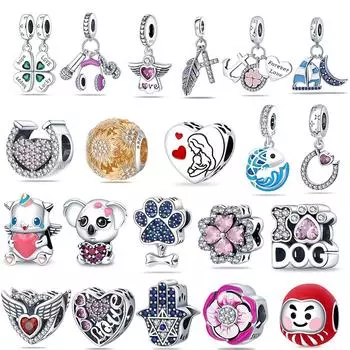 Стерлингового серебра 925 пробы, гарнитура, бусины клевера, подвески, цвет циркония, подходят для браслета, ожерелье, женское ювелирное изделие, подарок