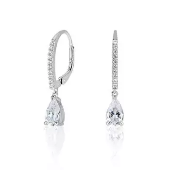 Стерлингового серебра 925 пробы, грушевидная огранка, муассанит, бриллианты, драгоценный камень, вечерние серьги с кисточками, висячие серьги, ювелирные украшения белый