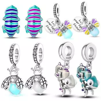 Стерлингового серебра 925 пробы, хамелеон, светлячок, подвески в виде животных, меняет цвет, подходят оригинальное ожерелье, браслет, ювелирное изделие, подарок