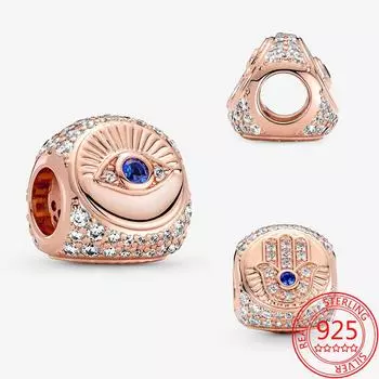 Стерлингового серебра 925 пробы Хамса, всевидящее око и перо, трехсторонний шарм, подходящий для модного браслета, подарок для девочки своими руками, ювелирные изделия