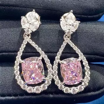 Стерлингового серебра 925 пробы, измельченный лед, сияющая огранка, 10*12 мм, драгоценный камень, муассанит, свадебные серьги-капли, ювелирные украшения