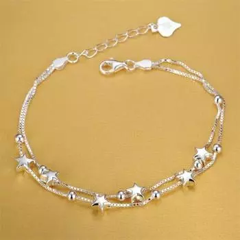 Стерлингового серебра 925 пробы, красивые браслеты со звездами для женщин, корейский модельер, вечерние свадебные украшения, праздничные подарки
