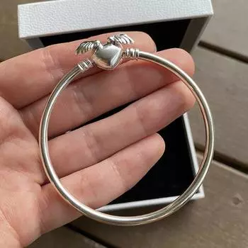 Стерлингового серебра 925 пробы, круглый браслет-цепочка с крыльями ангела, оригинальные ювелирные изделия из бисера, подарок для женщин 21cm