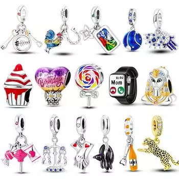 Стерлингового серебра 925 пробы, ленивый кот, рука об руку, подвески на день рождения, бусины, подходят для браслета, ожерелье, сделай сам, для женщин, подарок своими руками