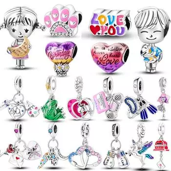 Стерлингового серебра 925 пробы Love You для мальчиков и девочек, бусины, подвески, подвески, подходят для оригинального ожерелья, браслета, изготовления ювелирных изделий, подарок