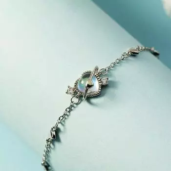 Стерлингового серебра 925 пробы, лунный камень, сердце, браслет-подвеска для женщин и девочек, подруга, свадьба, день рождения, ювелирное изделие, подарок, Sl472