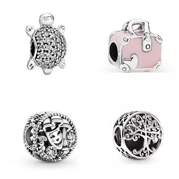 Стерлингового серебра 925 пробы, маска генеалогического древа, черепаха, висячие очаровательные бусины, подходят для оригинальных модных браслетов, браслет для женщин, модные ювелирные изделия «сделай сам»