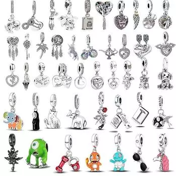 Стерлингового Серебра 925 пробы, милые животные, цифровая подвеска-подвеска, подходит для оригинального модного браслета-подвески для женщин, DIY модное изготовление ювелирных изделий