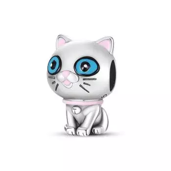 Стерлингового Серебра 925 пробы, милый кот, коллекция подвесок, бусины с принтом лапы, кулон, подходит для милого модного браслета «сделай сам», подарок для женщин, ювелирные изделия