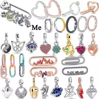 Стерлингового Серебра 925 пробы, мини-подвески серии Me, бусины, подходят для оригинального двойного звена, DIY браслет, женские подвески, ювелирные изделия