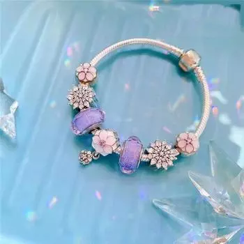 Стерлингового Серебра 925 пробы, модная классическая пуговица с розовым персиковым цветком, браслет-подвеска, подходит для оригинального Пан-шарма, женские ювелирные изделия своими руками 17cm белый