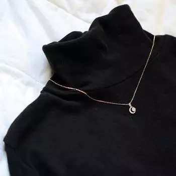 925 пробы стерлингового серебра покрытие мода простое ожерелье с подвеской в виде луны кристалла женщины блестящие ювелирные изделия 42+3CM золотой