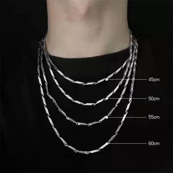 Стерлингового серебра 925 пробы, модное ромбовидное ожерелье для пары, цепочка для мужчин и женщин, модная свадебная вечеринка, красивые ювелирные изделия, подарок 45cm серебряный