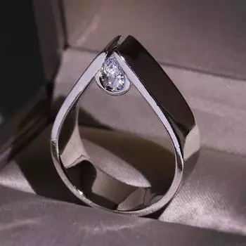 Стерлингового Серебра 925 пробы, модные геометрические кольца на палец, обручальные кольца с цирконием для женщин, большие серебряные ювелирные изделия 10 белый