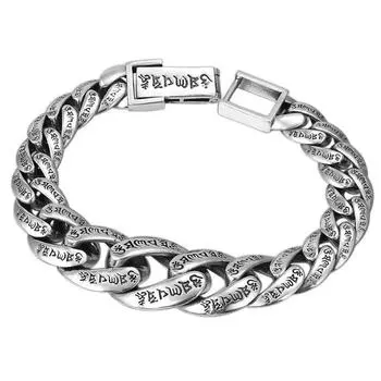 Стерлингового серебра 925 пробы, модные ретро-стили, классические шестисловные мантры, мужские серебряные украшения S925 (Фгл )