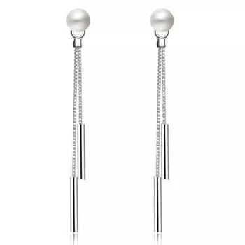 Стерлингового серебра 925 пробы, модные жемчужные длинные серьги с кисточками, ювелирные изделия для женщин, дропшиппинг S-E178
