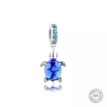 Стерлингового серебра 925 пробы, муранское стекло, морская черепаха, висячие подвески, бусины для изготовления ювелирных изделий, подходят для оригинального европейского браслета