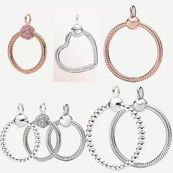 Стерлингового серебра 925 пробы O Love Heart розовое золото CZ кулон мотаться подходит ожерелье женщины DIY очаровательные ювелирные изделия