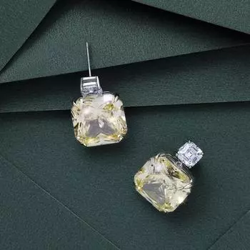 Стерлингового серебра 925 пробы, огранка Ашер, 15*15 мм, желтые бриллианты, муассанит, драгоценный камень, свадебные серьги, ювелирные украшения