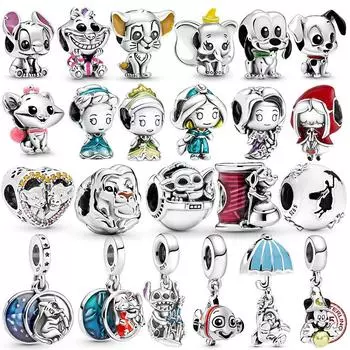 Стерлингового серебра 925 пробы plata de ley 925 подвески в виде животных собака мышь животное подвеска из бисера подходит для оригинального браслета ювелирные изделия DIY