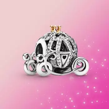 Стерлингового серебра 925 пробы, подвеска из бисера в форме тыквы, тележка, Шарм, блестящий циркон, ювелирные изделия, оригинальные модные женские браслеты, ювелирные изделия, подарок