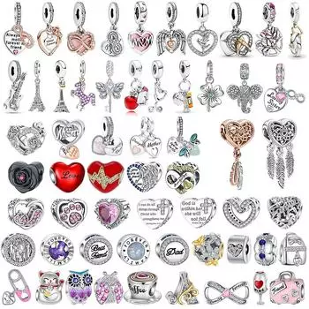 Стерлингового серебра 925 пробы, подвеска в виде сердца и мамы, Ловец снов, подходит для оригинального браслета Pandora, ювелирные изделия своими руками для женщин, браслет DiyBeads
