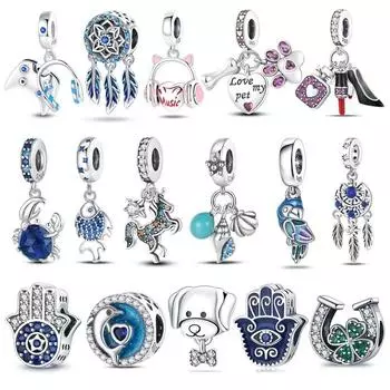 Стерлингового серебра 925 пробы, подвески из камня Ловец снов , бусина для оригинального браслета, ожерелья, DIY Изготовление ювелирных изделий белый