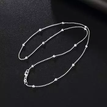 Стерлингового серебра 925 пробы, подвески, круглые бусины, цепочка, ожерелье для женщин, 16–24 дюйма, модные вечерние, свадебные, благородные ювелирные изделия, праздничные подарки 45cm