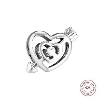 Стерлингового серебра 925 пробы, подвески «Следуй за своим сердцем», подходят для оригинального браслета, бусины «сделай сам», для изготовления ювелирных изделий