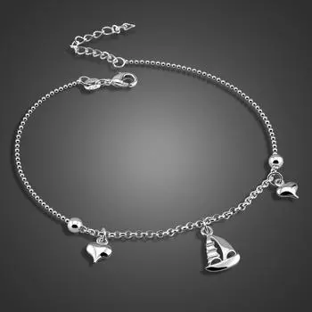 Стерлингового Серебра 925 пробы, простые ножные браслеты в форме сердца, босоножки, вязаные крючком, украшения для ног, новые ножные браслеты на ногу, браслеты на щиколотку для женщин