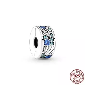 Стерлингового серебра 925 пробы, прозрачное Pav Clip, подвеска из бисера, подходит для темпераментного браслета, ожерелье, модные украшения, подарок для женщин