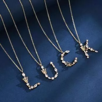 Стерлингового серебра 925 пробы, прозрачный циркон, CZ, алфавит, 26 букв, AZ, кулон, длинная цепочка, ожерелье, женское начальное колье, ювелирные изделия dz365