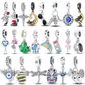 Стерлингового серебра 925 пробы, разноцветная подвеска в виде радуги, подвеска в виде лунного кота, подходит для браслета, ожерелья, изготовления ювелирных изделий