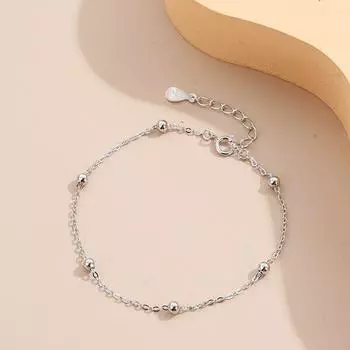 Стерлингового серебра 925 пробы, регулируемая цепочка, круглый браслет из бисера для женщин и девочек, вечерние, свадебные, модные аксессуары, Sl215