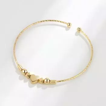 Стерлингового Серебра 925 пробы, регулируемый круглый бисер в форме сердца, браслет и браслет для женщин, свадебная вечеринка, элегантные ювелирные изделия, Sl455 золотой