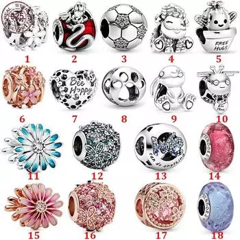 Стерлингового серебра 925 пробы, розовое золото, ромашка кактус, очаровательные бусины, подходят для оригинального модного браслета-подвески, сделай сам, женские ювелирные изделия, подарок