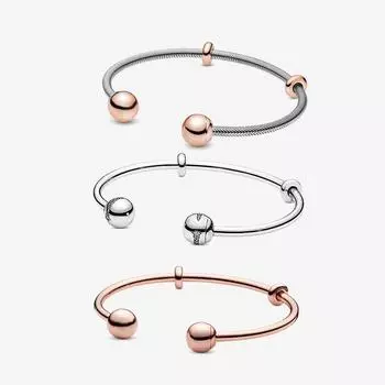 Стерлингового серебра 925 пробы, розовые золотые моменты, открытый и серебристый браслет-цепочка в виде змеи, открытый браслет с белым цирконом 16cm