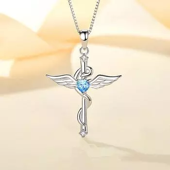 Стерлингового серебра 925 пробы с цирконием, крылья ангела, очаровательные подвески, ожерелья для женщин, ювелирные изделия на день рождения, подарок, колье, колье Dz066 белый