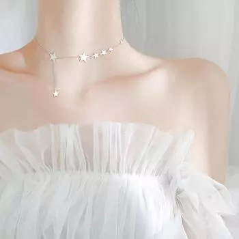 Стерлингового серебра 925 пробы с кисточкой и звездой, подвеска-колье, ожерелье, ювелирные изделия для женщин, ювелирные изделия dz661