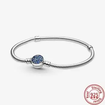 Стерлингового Серебра 925 пробы с застежкой в виде сердца и листьев, женские браслеты-цепочки в виде змеи, подходят для оригинального бренда, очаровательные бусины, ювелирные изделия своими руками, женский подарок 20cm