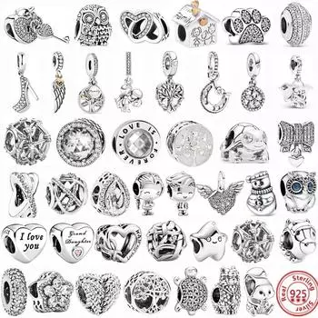 Стерлингового Серебра 925 пробы, семейное дерево, снежинки, висячие бусины, подходят оригинальные модные подвески, браслеты, DIY бусины, женские ювелирные изделия