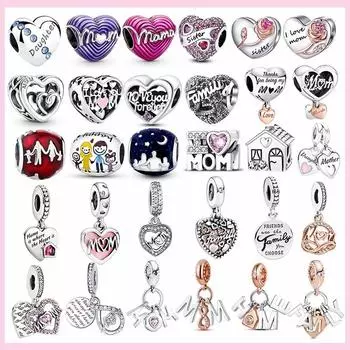 Стерлингового Серебра 925 пробы, семейное домашнее сердце, подвеска навсегда, сестра, мама, папа, дом, бусина для оригинальных подвесок, браслет, ювелирное изделие, подарок
