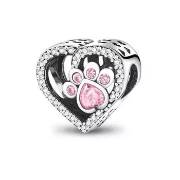Стерлингового серебра 925 пробы, сердце, лапа животного, прозрачная снежинка, сверкающая корона, подвеска в виде тыквы, подходит для оригинального модного браслета