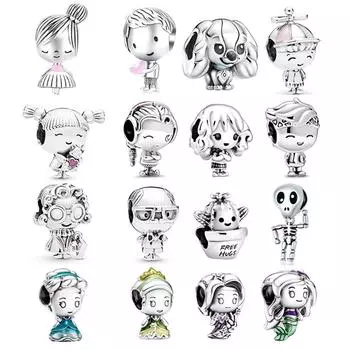 Стерлингового серебра 925 пробы, серия «Бабушка и дедушка для девочек», бусины, подвеска, подходит для оригинального модного браслета, «сделай сам», изготовление ювелирных изделий для женщин