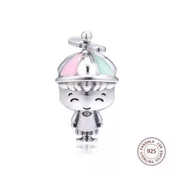 Стерлингового серебра 925 пробы, шляпа с пропеллером, подвески для мальчиков, бусины, подходят для европейских браслетов, серебро «сделай сам», серебро 925, ювелирные изделия, perles pour