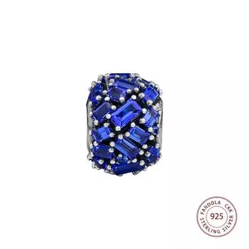 Стерлингового серебра 925 пробы, синие точеные элегантные очаровательные бусины для изготовления ювелирных изделий, подходящие для европейских браслетов, ювелирные изделия своими руками