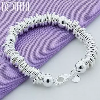 Стерлингового Серебра 925 пробы, твердые бусины, полный круг, браслет-цепочка для женщин и мужчин, свадебные украшения для помолвки и вечеринки