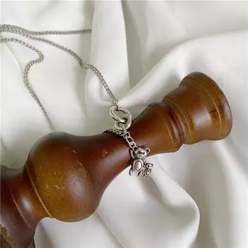 Стерлингового серебра 925 пробы, винтажное двойное ожерелье с маленьким медвежонком, тайское серебряное ожерелье с животными для женщин, ювелирные изделия для пар, S-N620