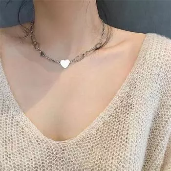 Стерлингового Серебра 925 пробы, винтажное колье с подвеской в виде сердца, корейское ожерелье для девочек и женщин, эффектные свадебные украшения Dz223
